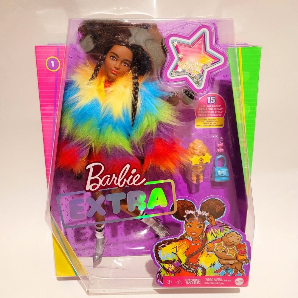 Barbie Extra #1 Rainbow Coat Dog & Accesories Collectable